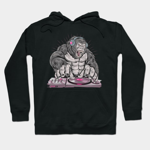 Dj Gorilla Music Hoodie by BadDesignCo